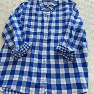 Blue and white checkered blouse “Bass” L